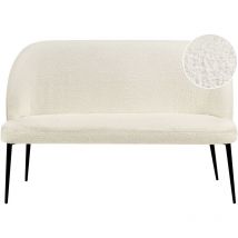 Canapé de Cuisine Banquette 2 Places en Bouclé Rembourré Beige Clair et Pieds Métal Noir Osby