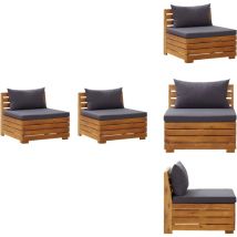 Canapé de jardin 2 places avec coussins Bois d'acacia massif - Canapé De Jardin - Mobilier De Jardin - Canapé En Bois - Meubles De Jardin - Acacia