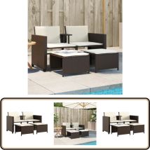 Canapé de jardin 2 places avec table et tabourets marron rotin - Canapé De Jardin - Salon De Jardin - Meuble De Jardin - Mobilier Extérieur - Rotin