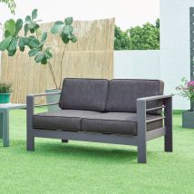 Canapé de jardin 2 places Avise 144 x 70 x 62 cm anthracite gris foncé Casa.pro