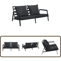 Canapé de jardin à 2 places avec coussins Gris foncé Aluminium - Canapé De Jardin - Canapé Deux Places - Mobilier De Jardin - Salon De Jardin