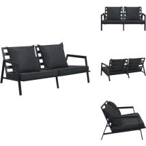 Canapé de jardin à 2 places avec coussins Gris foncé Aluminium - Canapé De Jardin - Canapé Deux Places - Mobilier De Jardin - Salon De Jardin