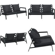 Canapé de jardin à 2 places avec coussins Gris foncé Aluminium - Canapé De Jardin - Canapé Deux Places - Mobilier De Jardin - Salon De Jardin
