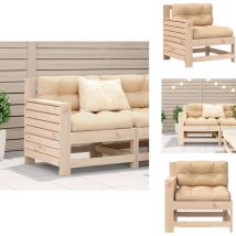 Canapé de jardin accoudoir avec coussin bois massif de pin - Canapé De Jardin - Mobilier De Jardin - Meubles De Jardin - Canapé Extérieur - Canapé