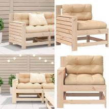Canapé de jardin accoudoir avec coussin bois massif de pin - Canapé De Jardin - Mobilier De Jardin - Meubles De Jardin - Canapé Extérieur - Canapé