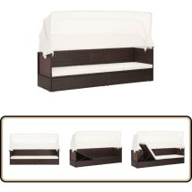 Canapé de jardin avec auvent Résine tressée Marron - Canapé De Jardin - Chaise Longue - Salon De Jardin - Mobilier De Jardin - Résine Tressée