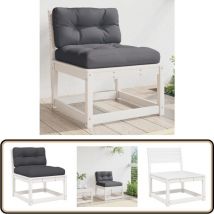 Canapé de jardin avec coussins blanc bois de pin solide - Canapé De Jardin - Mobilier De Jardin - Canapé Extérieur - Canapé Patio - Meubles De Jardin