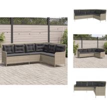 Vidaxl - Canapé de jardin avec coussins forme de l gris clair poly rotin - Canapé De Jardin - Canapés De Jardin - Canapé D'extérieur - Canapé De