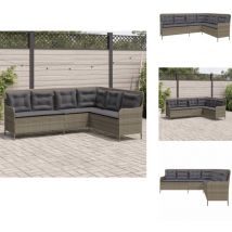 Vidaxl - Canapé de jardin avec coussins forme de l gris résine tressée - Canapé De Jardin - Canapés De Jardin - Canapé D'extérieur - Canapé De Jardin
