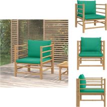 Canapé de jardin avec coussins vert bambou - Canapé De Jardin - Mobilier De Jardin - Meubles De Jardin - Canapé Extérieur - Bambous