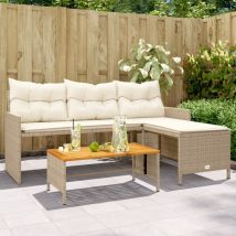 Canapé de jardin avec table et coussins en forme de l beige