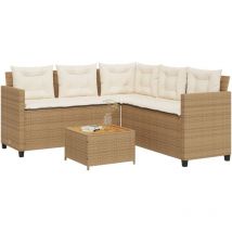 Canapé de jardin avec table et coussins en forme de l beige
