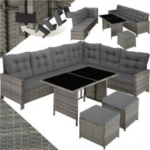 Canapé de jardin barletta modulable - gris/beige