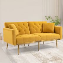 Tanant - Canapé de jardin design 3 places en Velours doux - Canapé-lit convertible 3 places réglable avec pieds en métal robuste pour salon, chambre