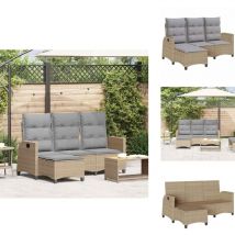 Canapé de jardin inclinable coussins forme de l beige polyrotin - Canapé De Jardin Inclinable - Canapés De Jardin Inclinables - Canapé D'extérieur