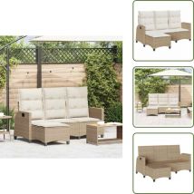 Canapé de jardin inclinable coussins forme de l beige polyrotin - Canapé De Jardin Inclinable - Canapés De Jardin Inclinables - Canapé D'extérieur