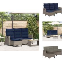 Canapé de jardin inclinable coussins forme de l gris polyrotin - Canapé De Jardin Inclinable - Canapés De Jardin Inclinables - Canapé D'extérieur
