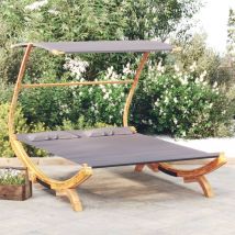 Canapé de jardin, lit repos et auvent, Canapé d'extérieur, Banquette de jardin 165x203x138cm bois courbé massif anthracite togp52263 Maison Chic