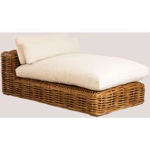 Canapé de jardin modulable 3 pièces avec méridienne gauche et pouf en rotin Milu Sklum naturel