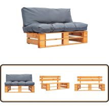 Canapé de jardin palette avec coussins gris Pinède - Canapé De Jardin - Canapé Palette - Mobilier De Jardin - Meubles De Jardin - Terrasse