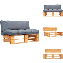Canapé de jardin palette avec coussins gris Pinède - Canapé De Jardin - Canapé Palette - Mobilier De Jardin - Meubles De Jardin - Terrasse