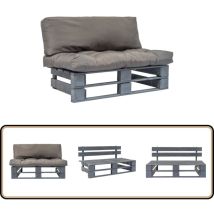 Canapé de jardin palette avec coussins gris Pinède - Canapé Jardin - Canapé Palette - Mobilier De Jardin - Meubles De Jardin - Terrasse