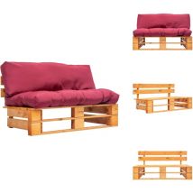 Canapé de jardin palette avec coussins rouge Pinède - Canapé Jardin - Canapé Palette - Mobilier De Jardin - Meubles De Jardin - Terrasse