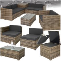 Tectake - Canapé de jardin Pisa 5 places avec coffre de rangement, variante 2 - marron naturel