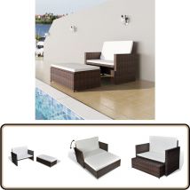 Canapé de jardin Résine tressée Marron - Canapé De Jardin - Meuble De Jardin - Canapé D'extérieur - Set De Salon Extérieur - Rotin Synthétique