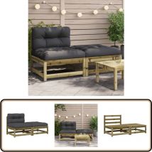 Canapé de jardin sans accoudoirs avec coussins et repose-pieds - Canapé De Jardin - Mobilier De Jardin - Salon De Jardin - Ensemble De Salon De