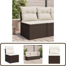 Canapé de jardin sans accoudoirs coussins brun résine tressée - Canapé De Jardin - Salon De Jardin - Mobilier De Jardin - Résine Tressée - Rotin