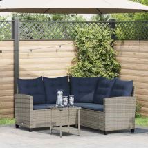 Vidaxl Garden Sofa With Table&cushions L-shaped Grey Poly Rattan