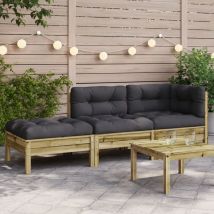 Design In - Canapé de jardin,Canapé d'extérieur,Sofa de jardin avec coussins et repose-pied 2 places CFW27746