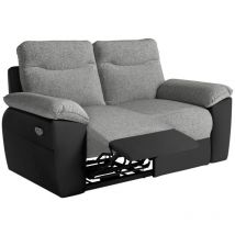 Canapé de relaxation électrique ross 2 places en tissu et simili - Noir/Gris
