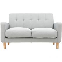 Miliboo - Canapé scandinave 2 places en tissu gris clair et bois clair luna