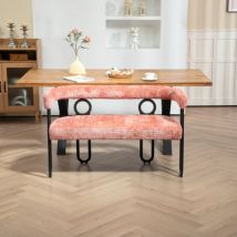 Okwish - Canapé double paire, design à dossier arrondi, canapé décontracté moderne et confortable, tissu chenille rose, forme unique, adapté au