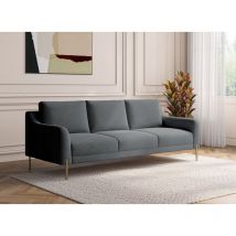 Deco In Paris - celine - Canapé droit 3 places en velours gris celine