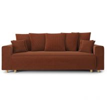 Baïta - Canapé droit chartrons convertible velours côtelé terracotta 3 places