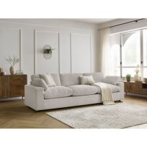 BOBOCHIC - Canapé droit fixe 4 places BELAIR velours côtelé Beige