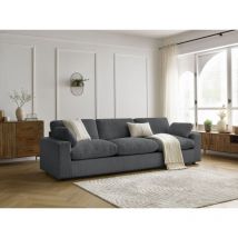 BOBOCHIC - Canapé droit fixe 4 places BELAIR velours côtelé Gris foncé