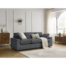 BOBOCHIC - Canapé droit fixe compact BELAIR velours côtelé Gris foncé