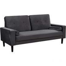 Habitat Et Jardin - Canapé droit fixe en velours 'Monika' - 3 places - Gris