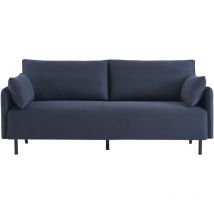 Baïta - Canapé droit gabin fixe tissu bleu nuit 3 places