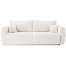 Canapé droit REFA convertible tissu bouclette blanc 3 places