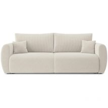 Baïta - Canapé droit refa convertible velours côtelé beige 3 places