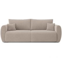 Baïta - Canapé droit refa convertible velours côtelé grège 3 places