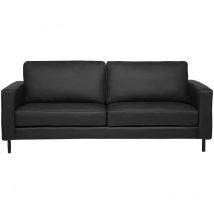 Canapé Fixe 3 Places en Cuir Fendu Noir Confort Optimal pour Salon au Design Moderne Beliani