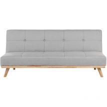 Canapé Lit 3 Places en Tissu Gris Clair avec Espace Couchage Confotable pour Salon Moderne Beliani