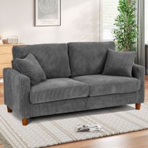 Yoleo - Canapé Luxe 2 Places En Velours Côtelé,canapé Droit Rembourré Confortable Moderne Avec 2 Coussins,178l X 76p X 89h Cm,gris