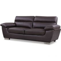 Canapé fixe en cuir reconstitué et pvc 'Dallas' - 210 x 88 x 90 cm - 3 places - Chocolat